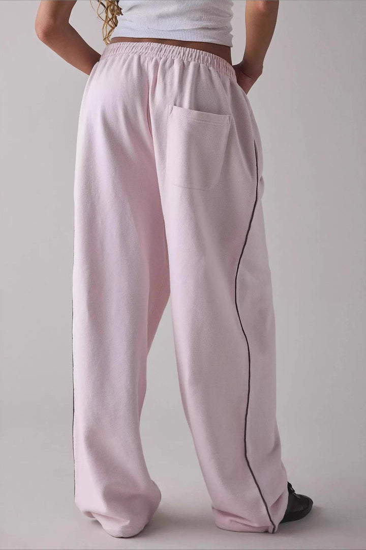 Damen Lange Bestickte Locker Geschnittene Strickhose – Müheloser Chic