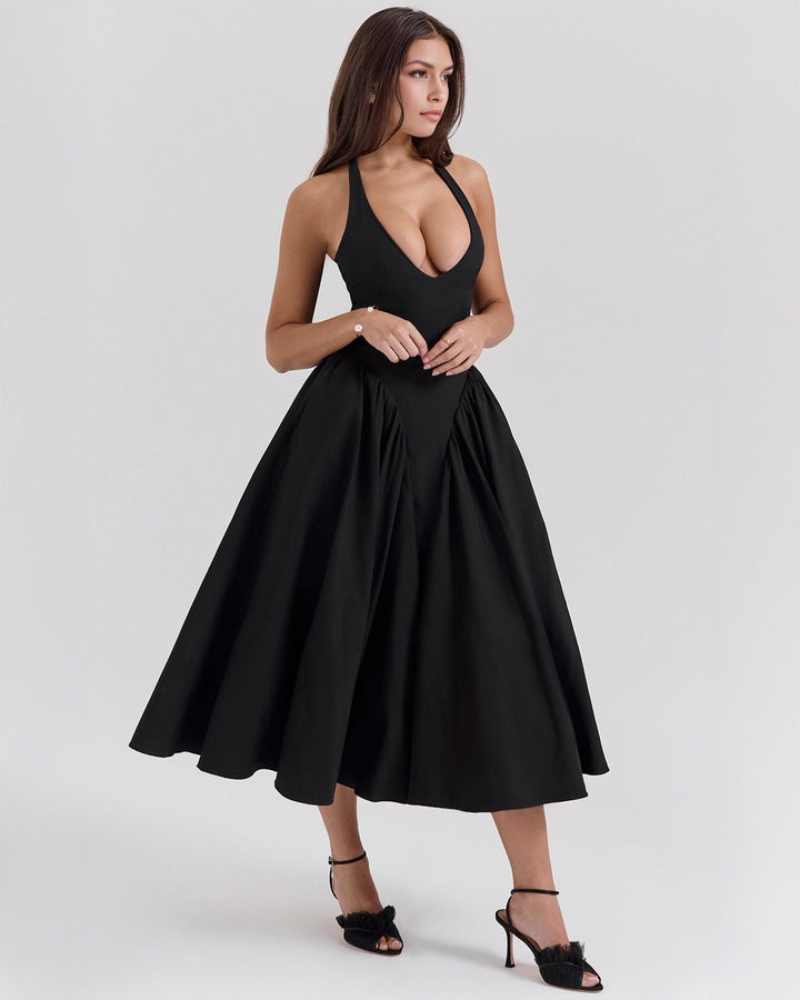 Ärmelloses, elegantes, figurbetontes Tüllkleid im Korsett-Stil mit V-Ausschnitt