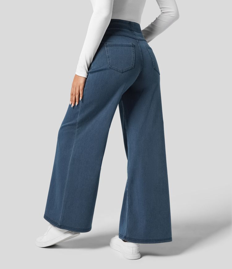 Damenhose mit hoher Taille und weitem Bein