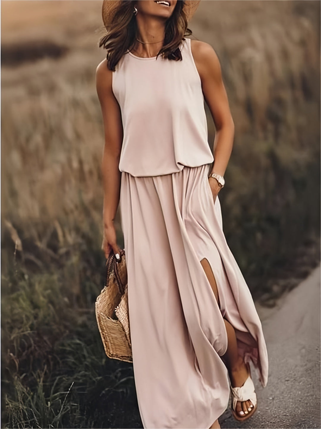 Damen Leichtes Ärmelloses Maxikleid