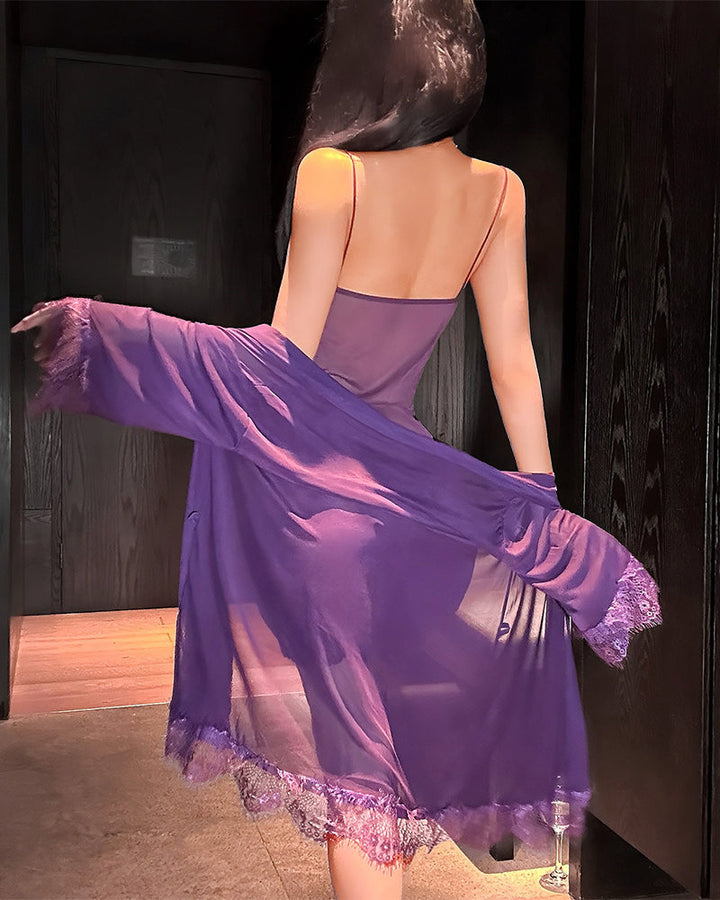 Damen Elegantes Spitzen-Nachtwäsche-Set – Luxuriöses Schlafensemble