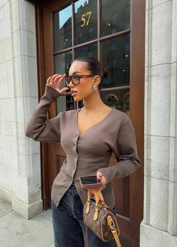 Damen Knopf Strickjacke – Weicher Langarm Gemütlicher Pullover