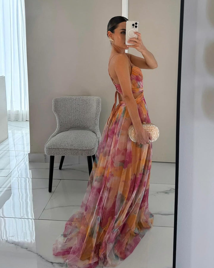Damen Ärmelloses Maxikleid Mit Blumenmuster