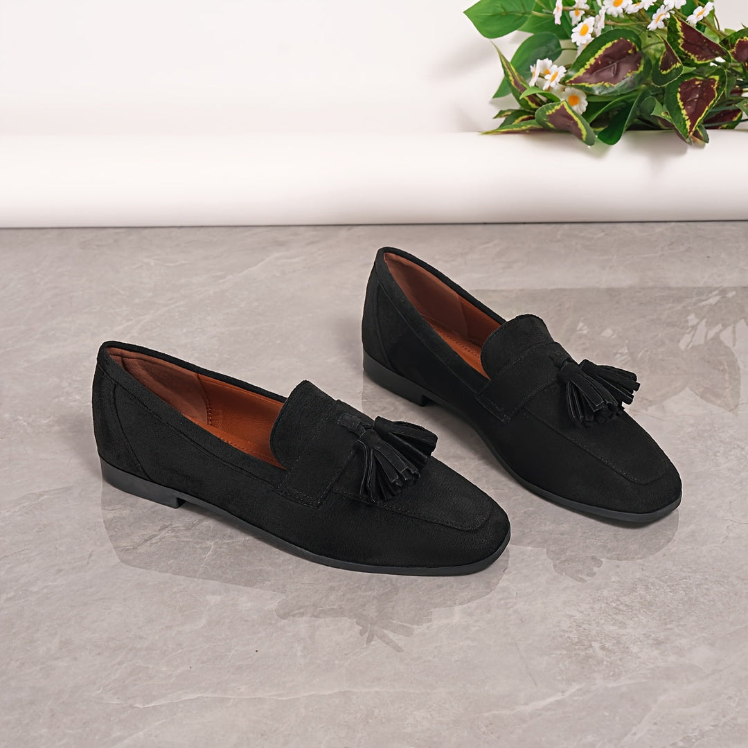 Damen Vintage Slip-On Flats Mit Quasten – Weiche Sohle Komfortschuhe