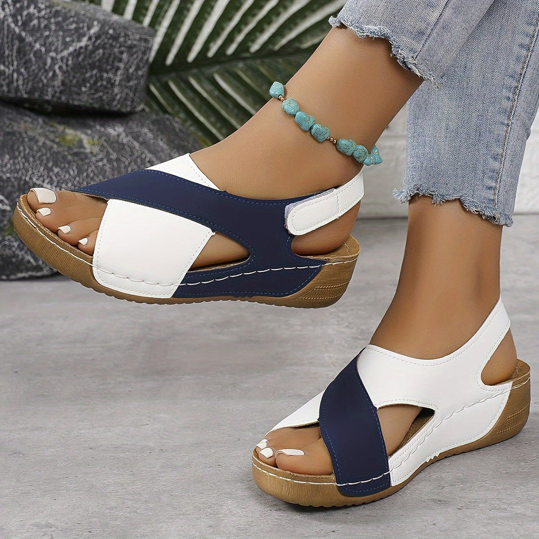 Damen Leder Keilsandalen