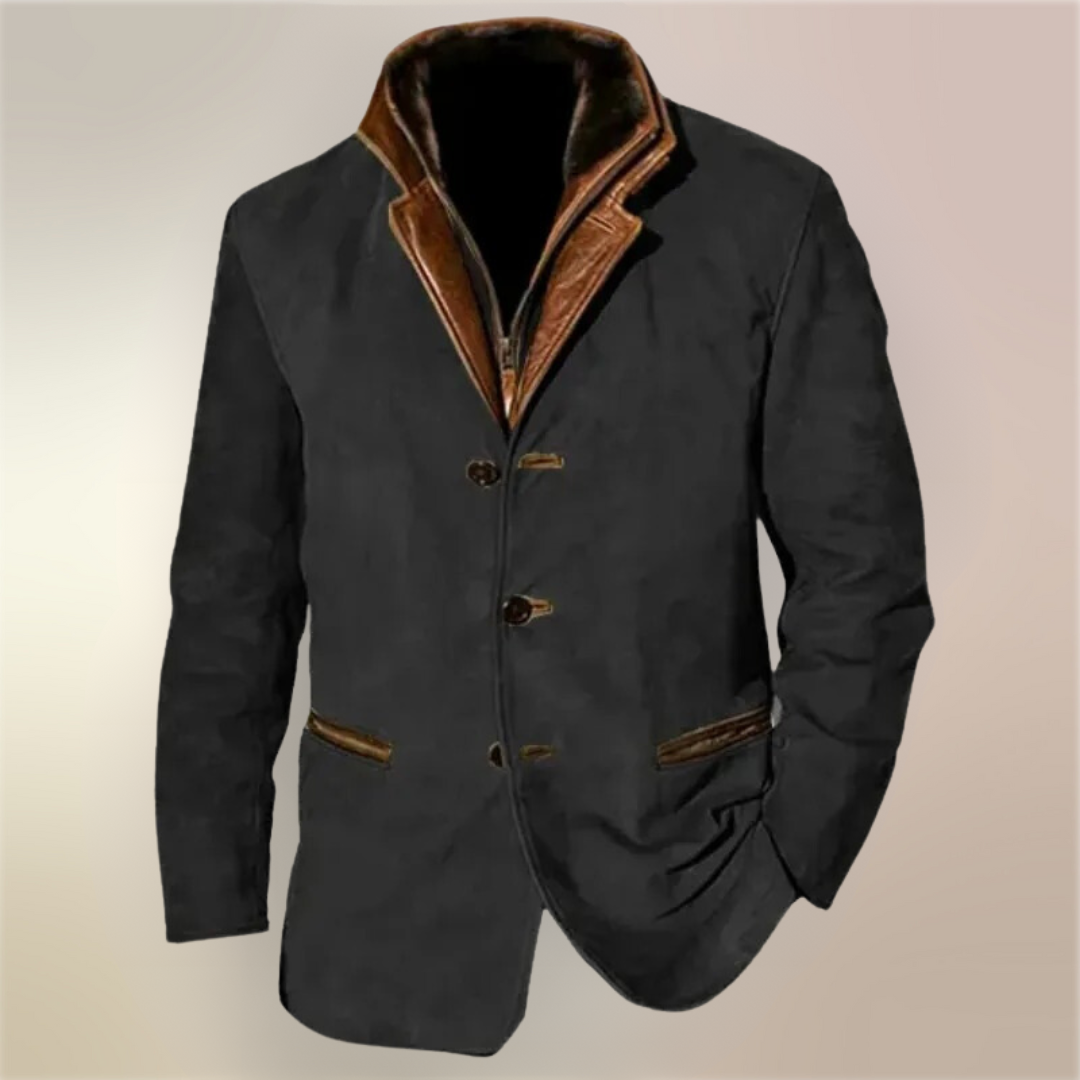 Herrenjacke Aus Veloursleder Mit Knöpfen