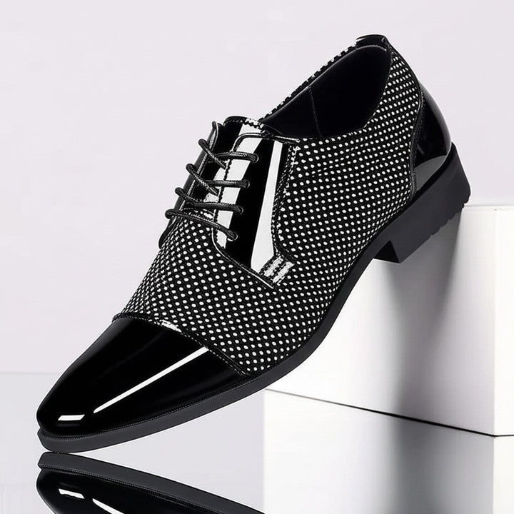 Herren Lackleder Oxford Schuhe Mit Punktmuster – Elegante Business Schuhe