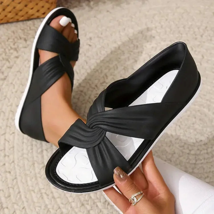 Damen Leder Sandalen Mit Gummisohle