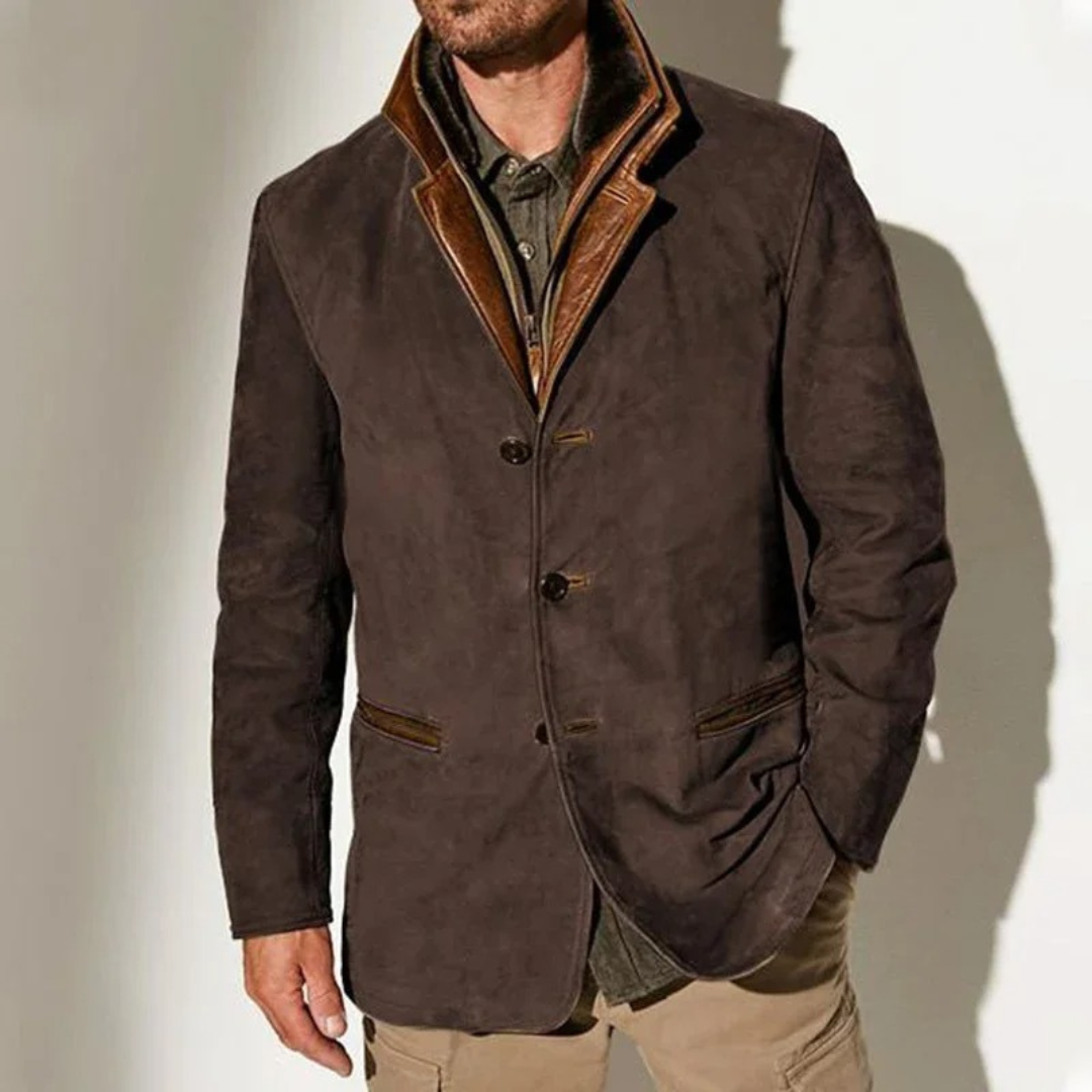 Herrenjacke Aus Veloursleder Mit Knöpfen