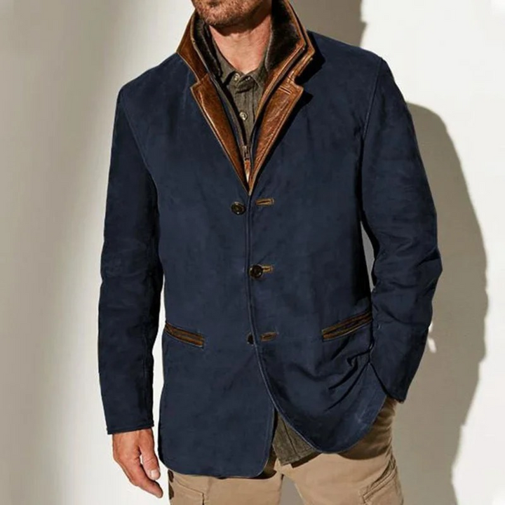 Herrenjacke Aus Veloursleder Mit Knöpfen