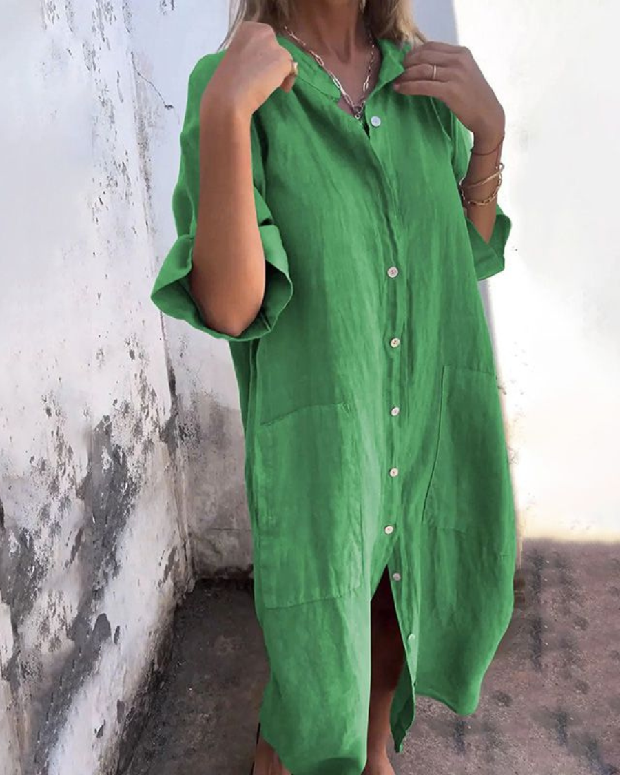 Damen Oversize Hemdkleid Mit Langarm