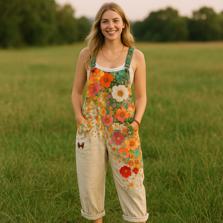 Damen Overall Mit Blumenmuster