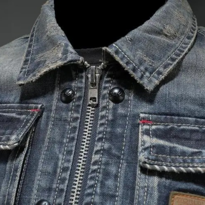 Herren Jeansjacke Mit Reißverschluss