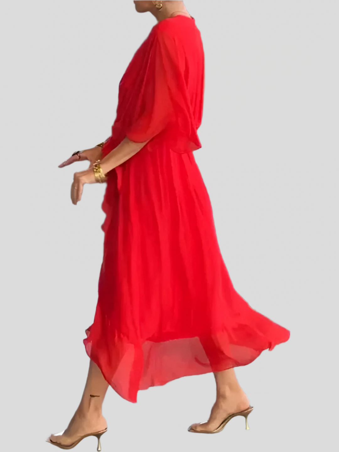 Damen Kleid Mit V Ausschnitt Und Wickelstil