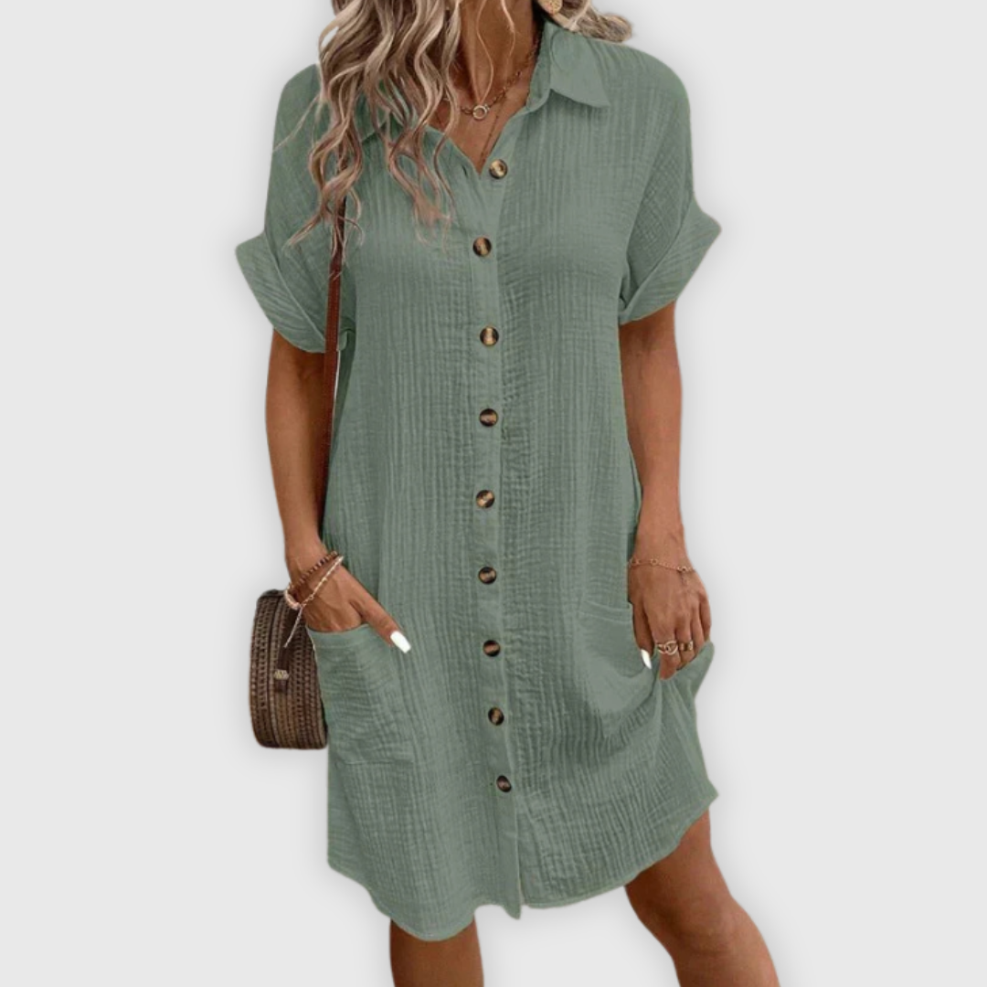 Damen Hemdkleid Mit Knopfleiste In Midilänge