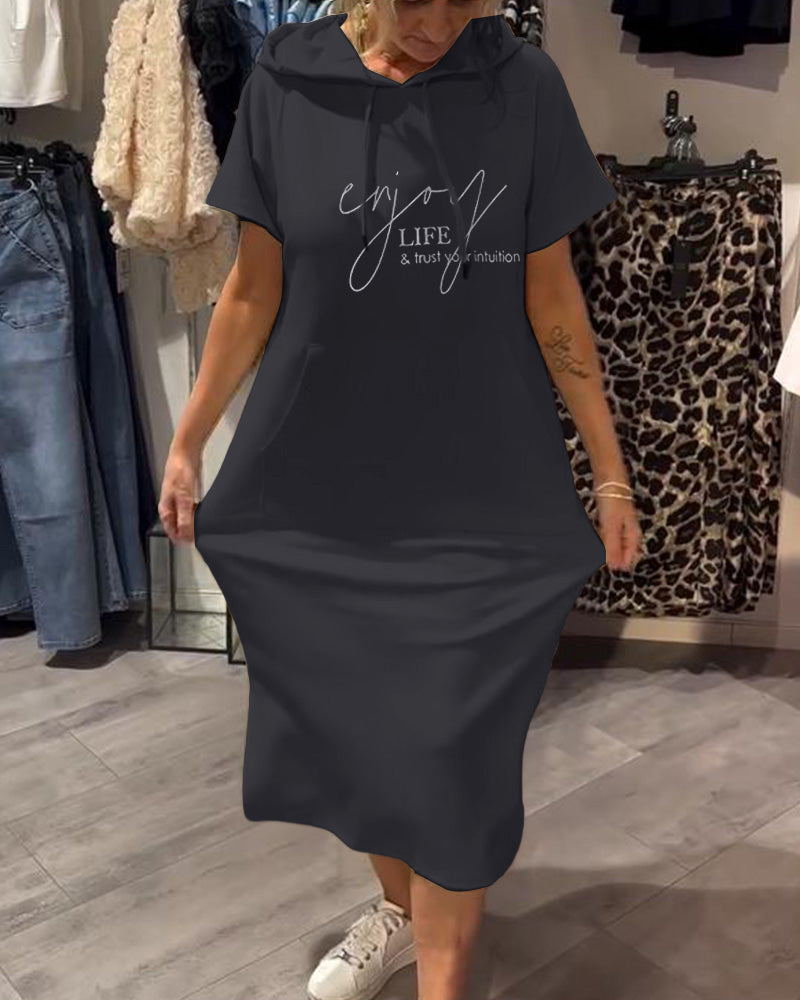 Damen Midikleid Mit Kapuze