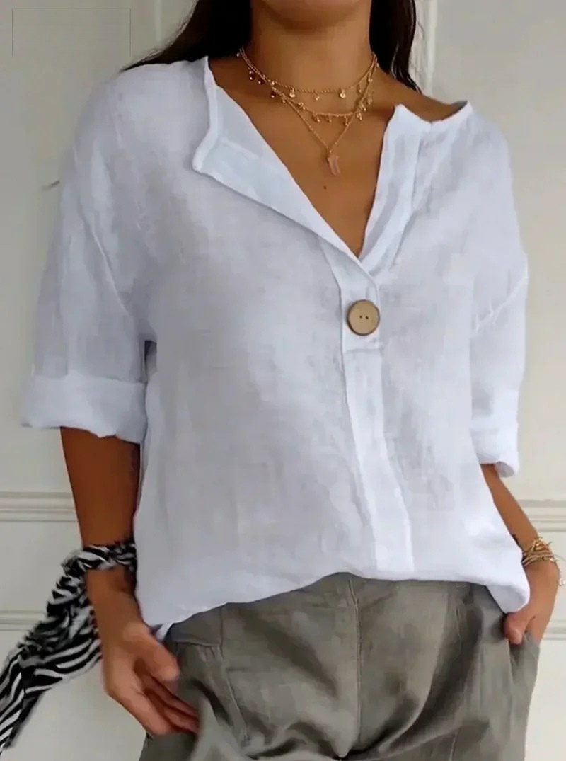 Damen V Ausschnitt Langarm Bluse