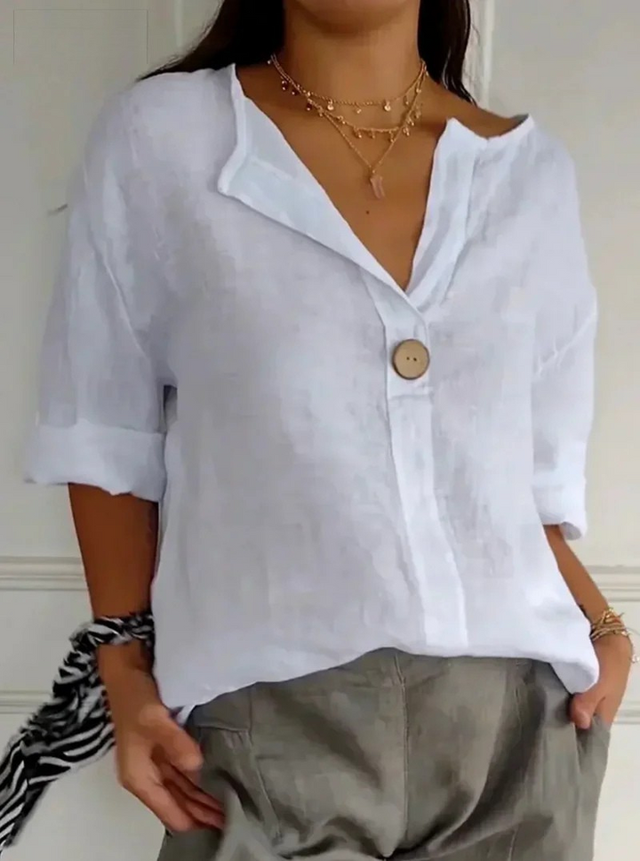 Damen V Ausschnitt Langarm Bluse