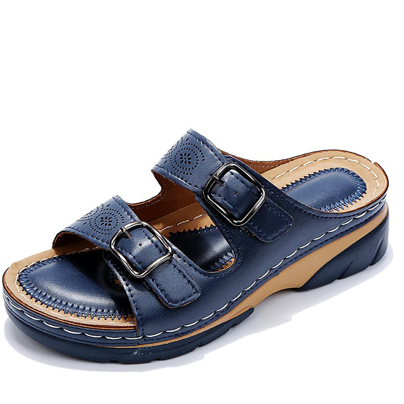Damen Orthopädische Offene Leder Sandalen – Verstellbare Schnallen Komfort Schuhe