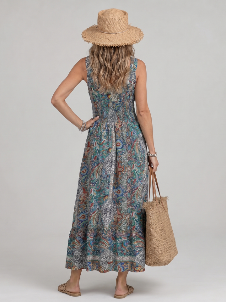Marisela | Ärmelloses Midikleid mit Paisley-Print