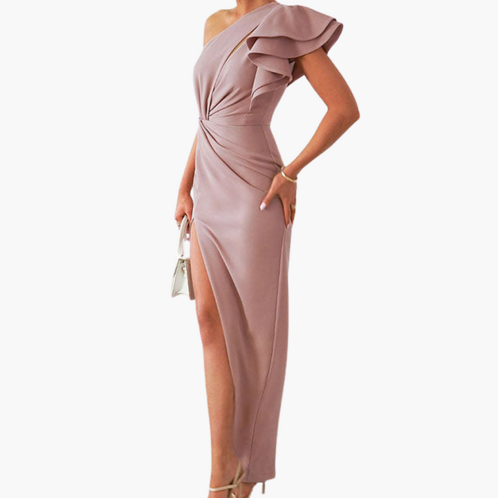Abendkleid mit Schlitz und einer Schulter Damen