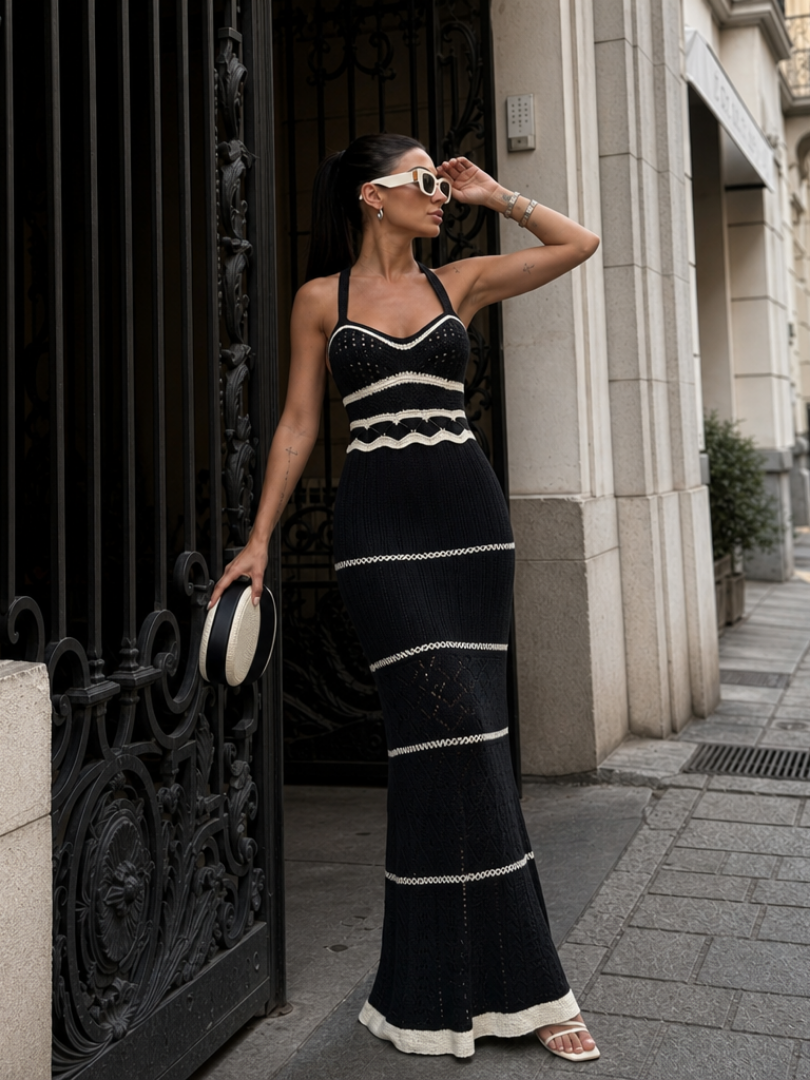 Valora | Häkel-Maxikleid mit Spaghettiträgern