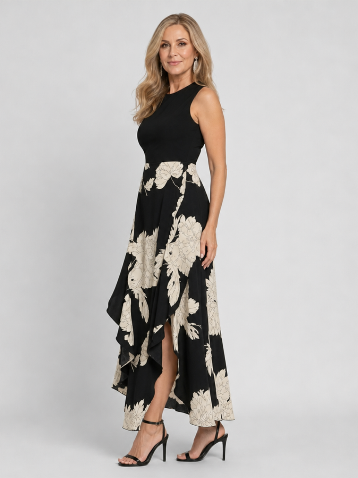 Klasen | Ärmelloses Midikleid mit Blumenprint und Vokuhila-Saum