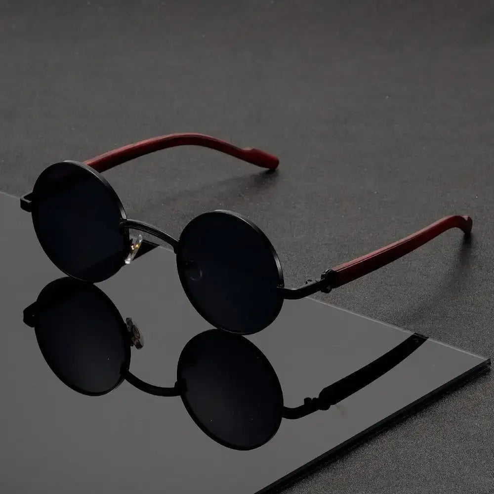 Retro Stil Runde Metallrahmen Sonnenbrille Mit Dunklen Gläsern