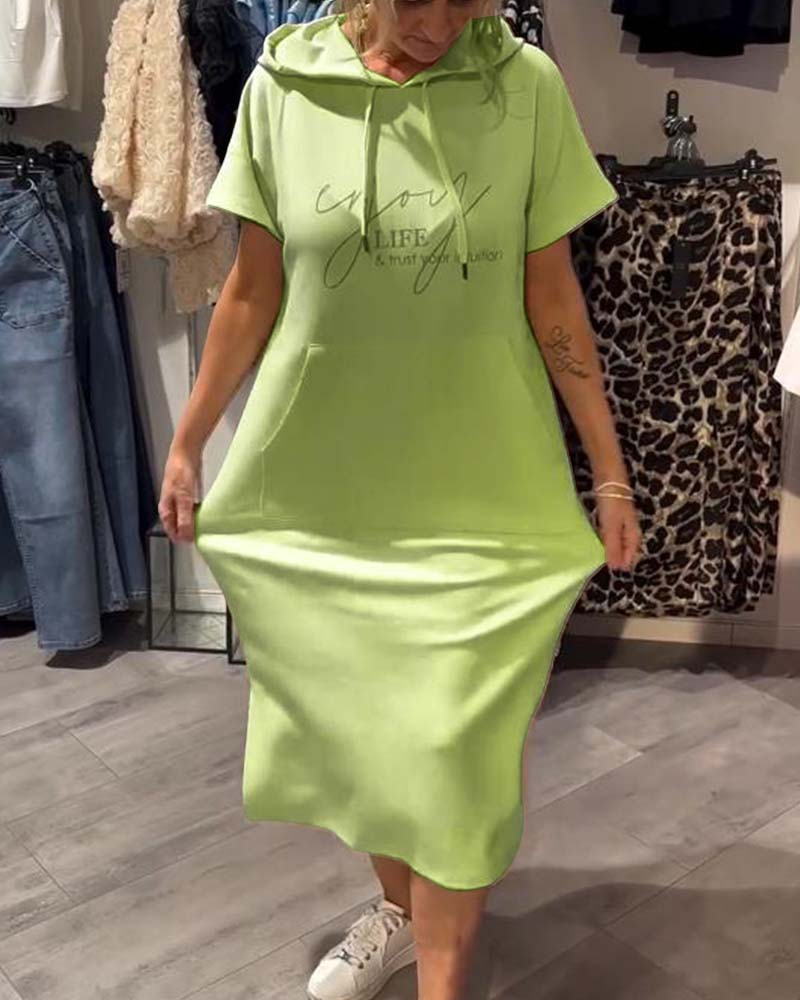 Damen Midikleid Mit Kapuze