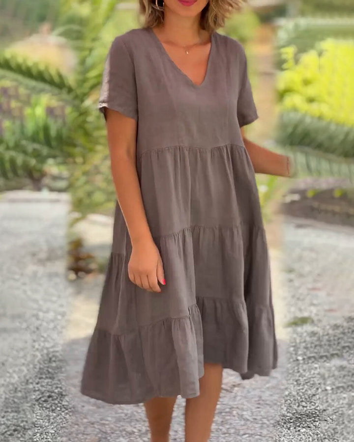 Damenkleid V Ausschnitt mit Raffungen