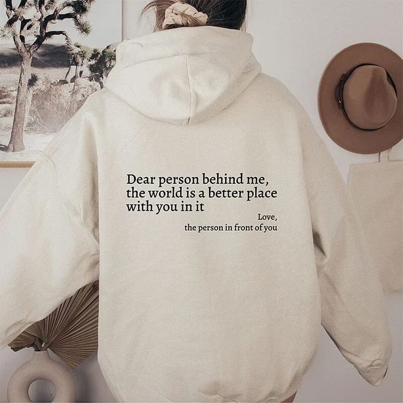 Damen Weißer Oversize Hoodie – "Dear Person Behind Me" Sweatshirt