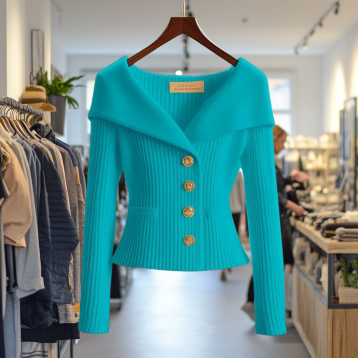 Damen Strickjacke Mit Breitem Kragen