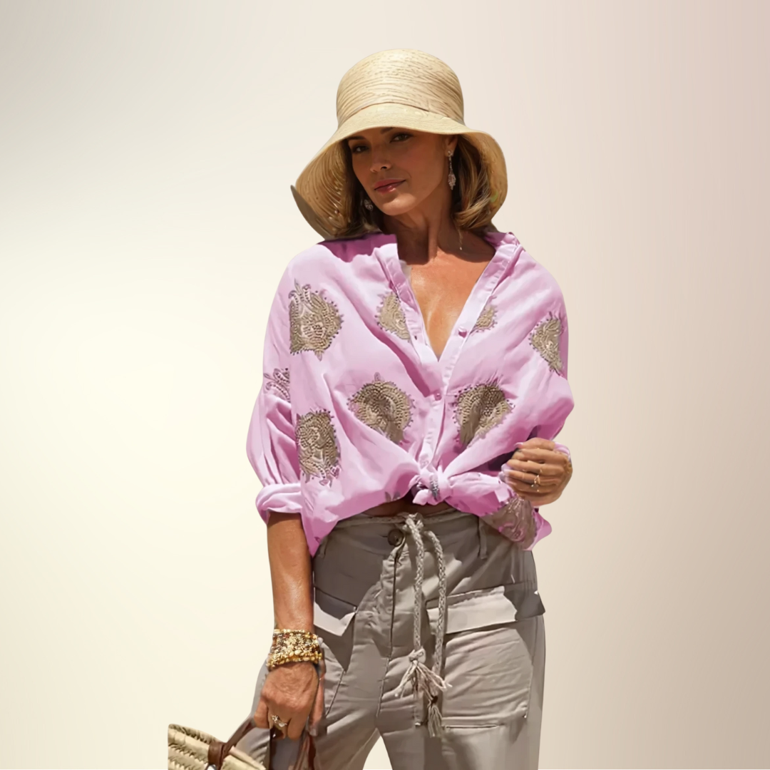 Damen Boho Langarm Bluse