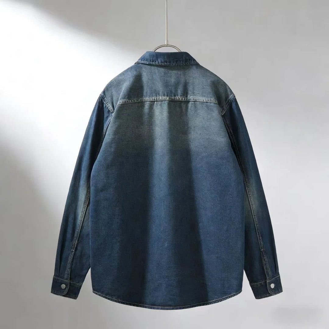Herren Vintage-Stil Lockerer Denim Overshirt – Klassische Legere Lagenjacke