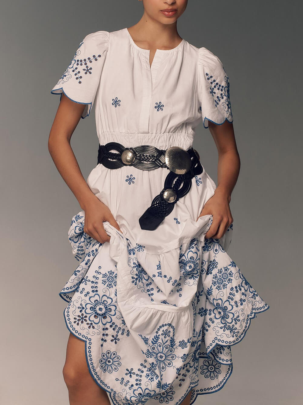 Damen Fließendes Bedrucktes Maxikleid Mit Geraffter Taille – Elegantes Sommerkleid