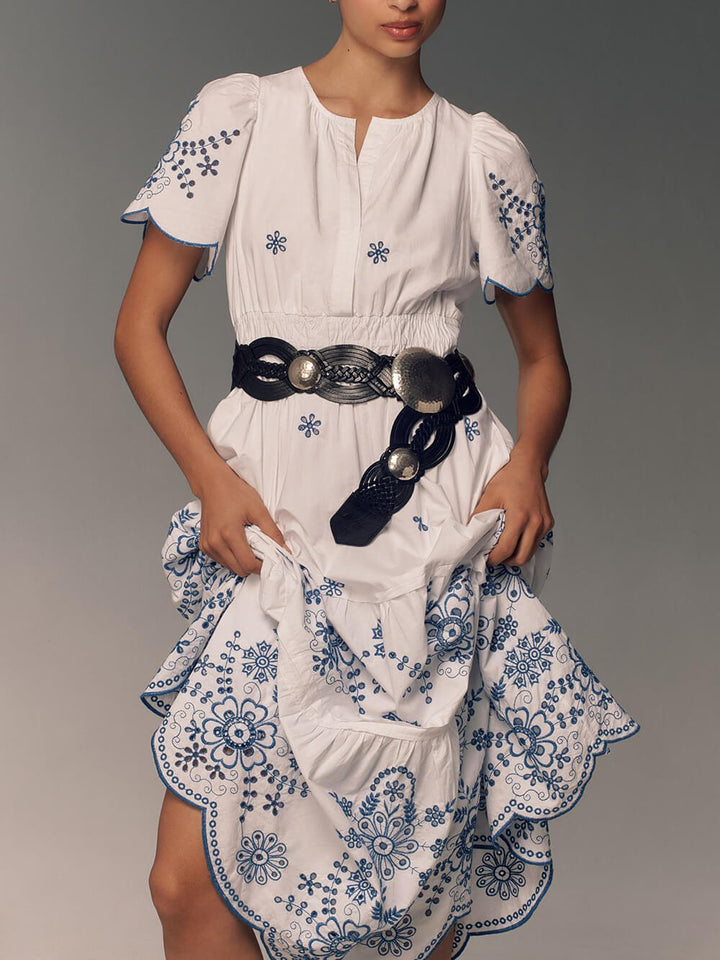 Damen Fließendes Bedrucktes Maxikleid Mit Geraffter Taille – Elegantes Sommerkleid