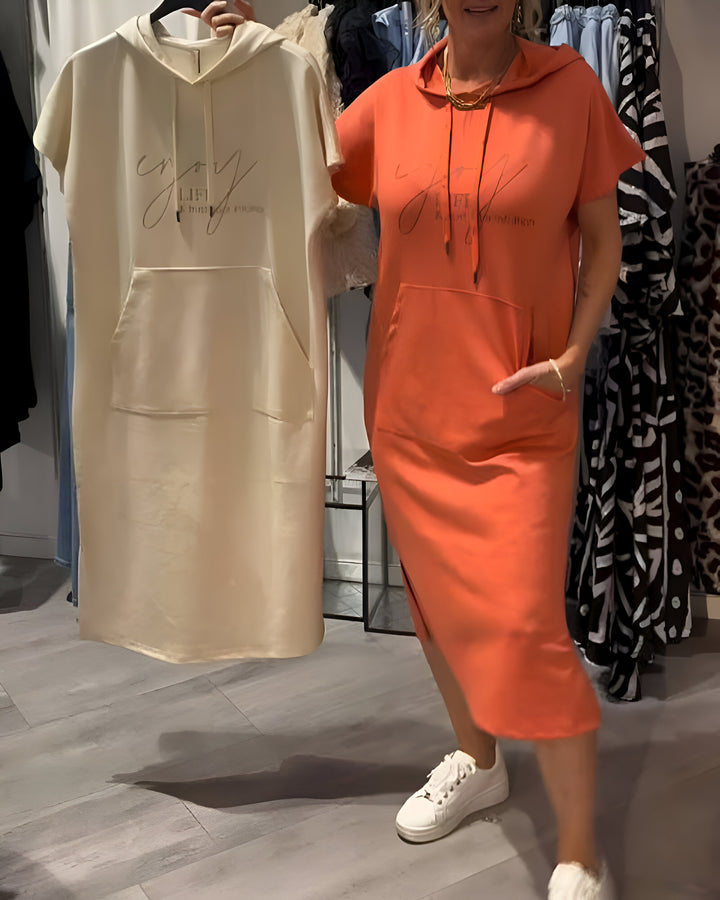 Damen Midikleid Mit Kapuze