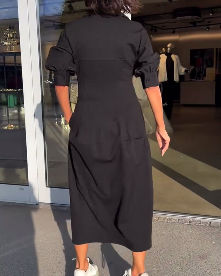 Damen V Ausschnitt Lang Freizeitkleid