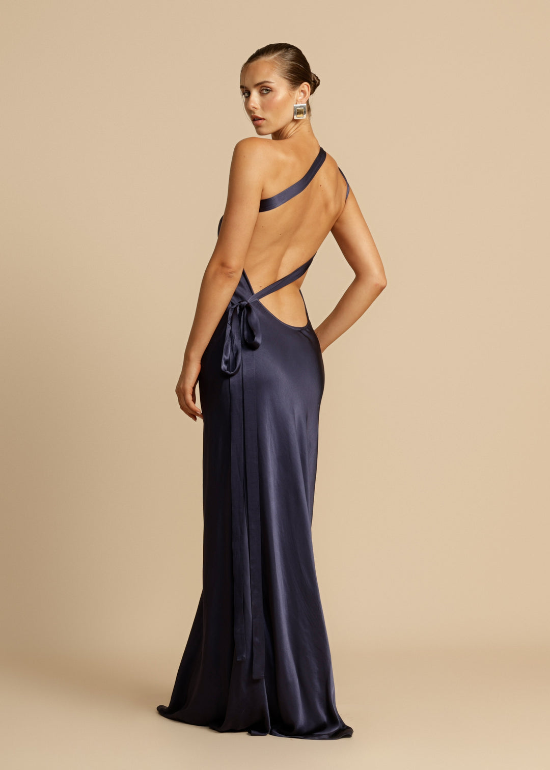 Damen Ein Schulter Paillettenkleid mit Fließendem Rock