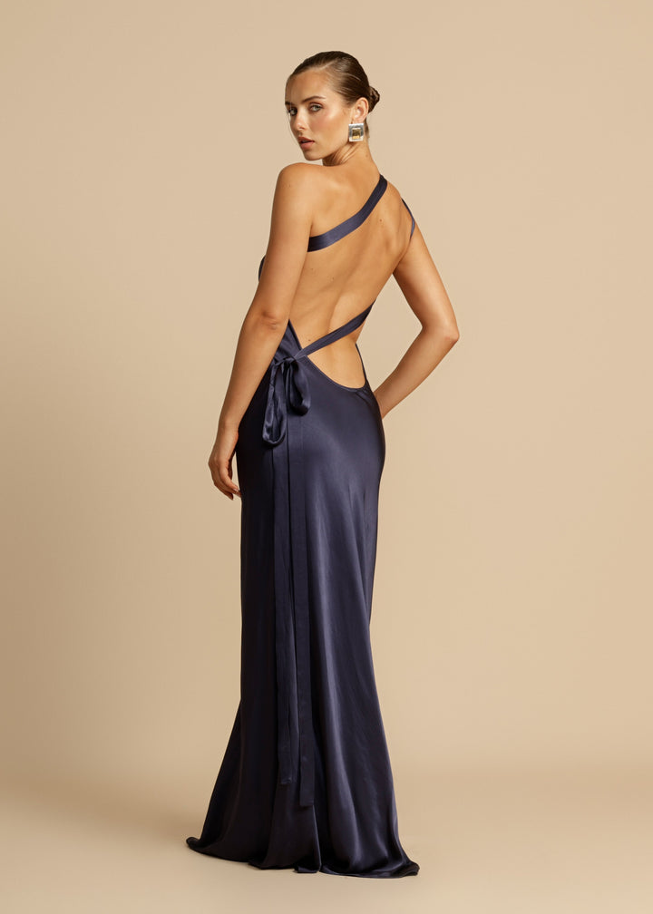 Damen Ein Schulter Paillettenkleid mit Fließendem Rock