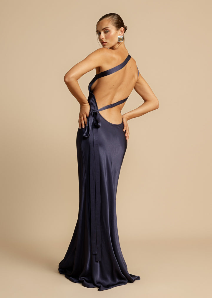 Damen Ein Schulter Paillettenkleid mit Fließendem Rock