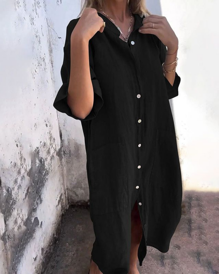 Damen Oversize Hemdkleid Mit Langarm