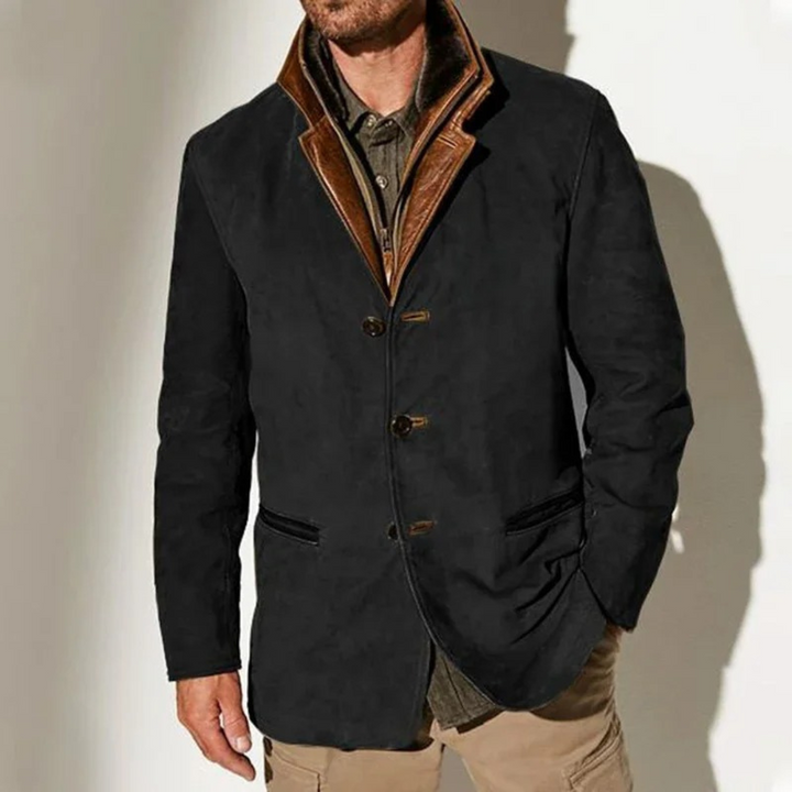Herrenjacke Aus Veloursleder Mit Knöpfen