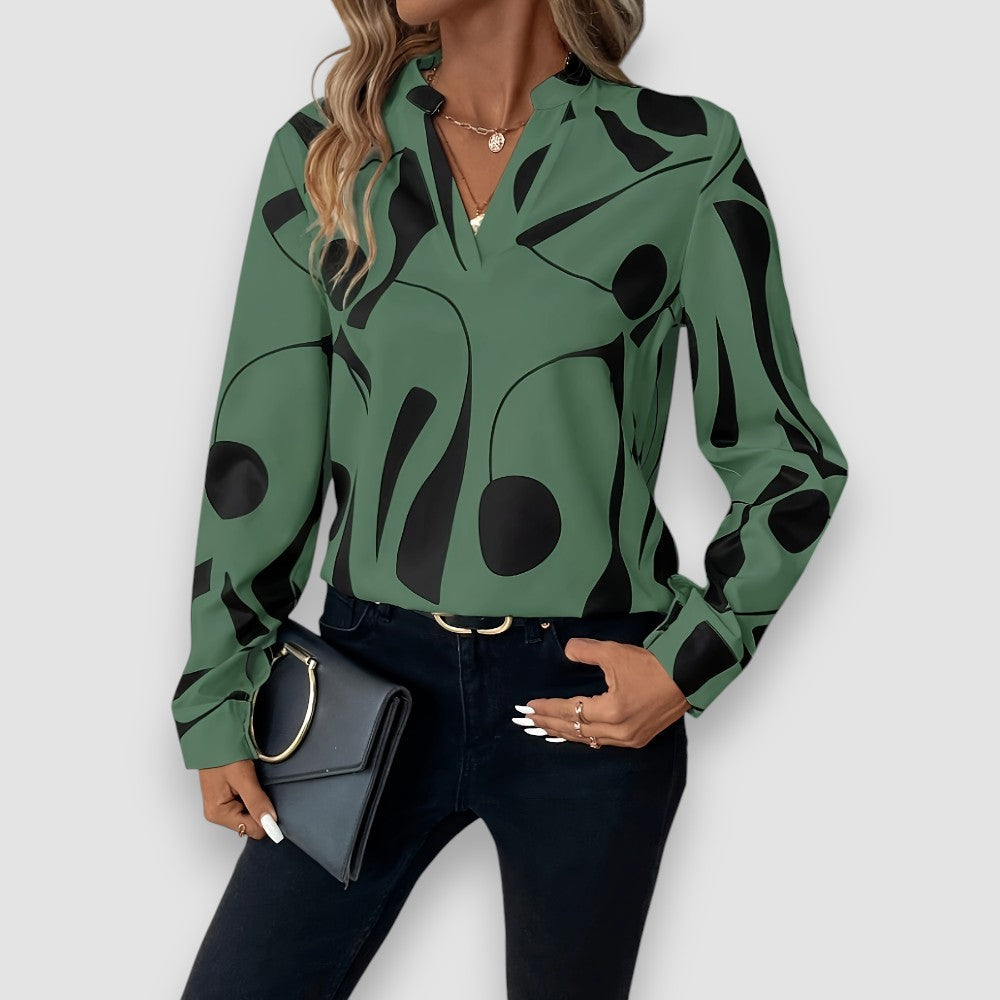 Damen V Ausschnitt Seidenbluse