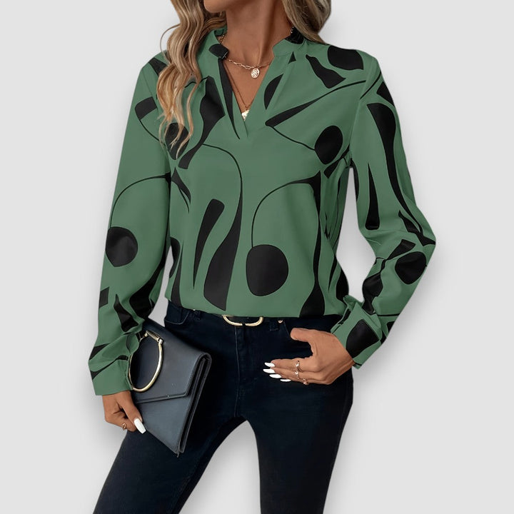 Damen V Ausschnitt Seidenbluse