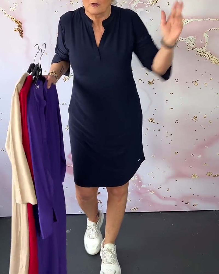 Damen V-Ausschnitt Midikleid