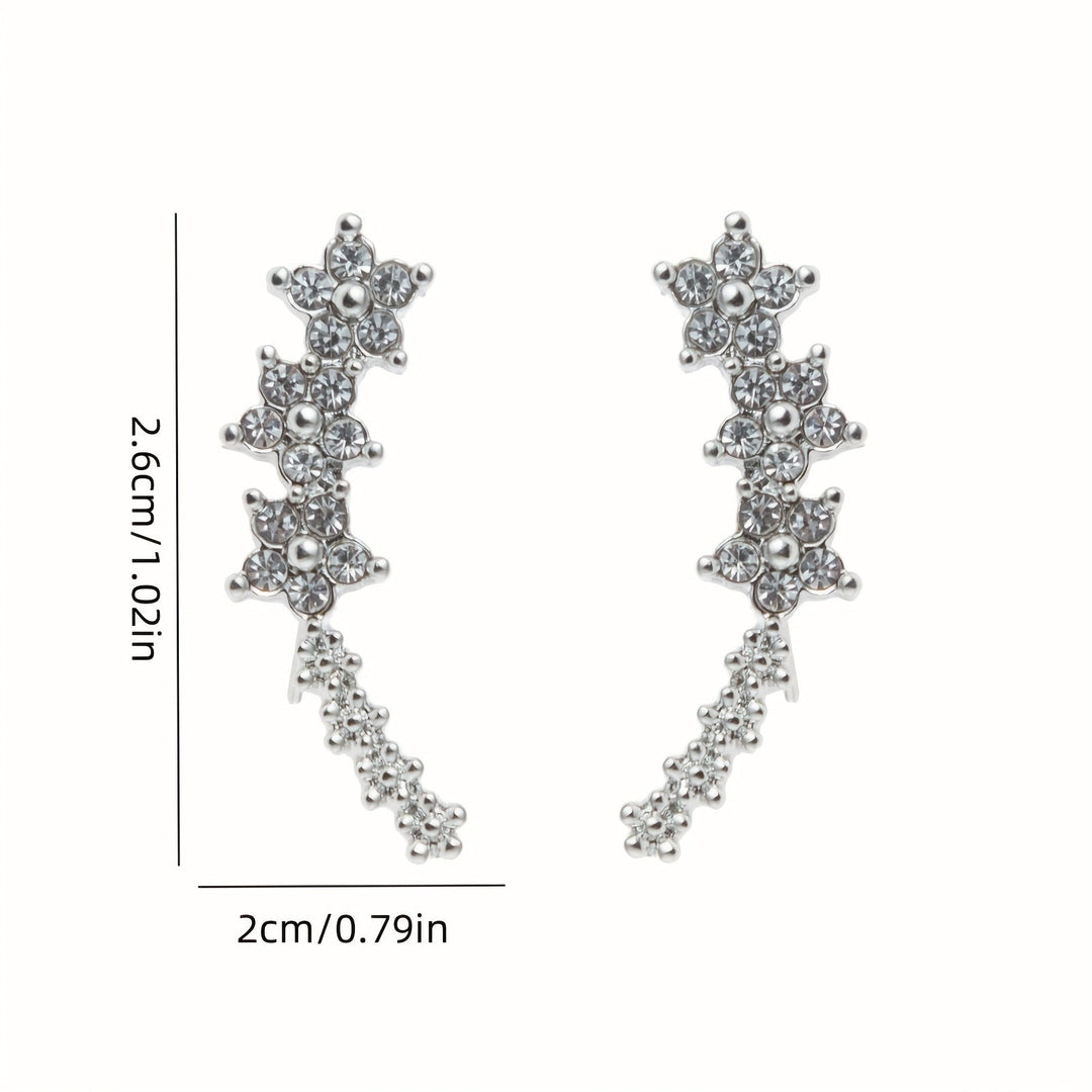 Damen Glitzernde Ohrklemmen Mit Blumen- Und Sternenmotiv – Eleganter Schmuck