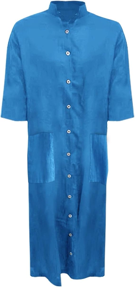 Damen Oversized Hemdblusenkleid – Langes Freizeit Kleid Mit Taschen