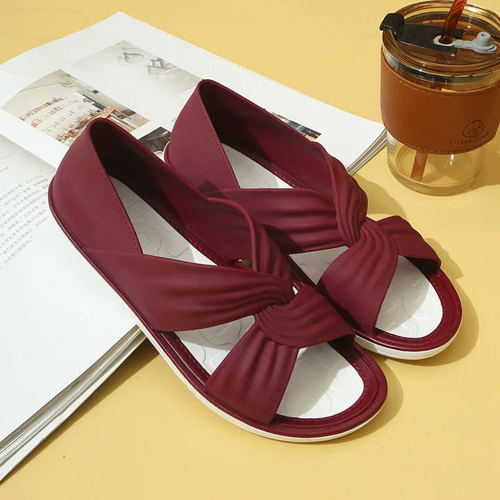 Damen Leder Sandalen Mit Gummisohle