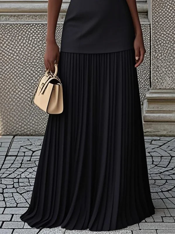 Ärmelloses Maxikleid für Damen mit fließenden Falten – Elegantes Brautjungfernkleid
